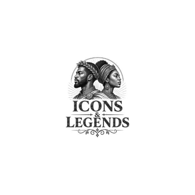 Logo of 'Icons & Legends' featuring a couple with braided hair on a white background.