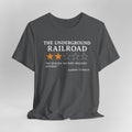 Gray t-shirt with text and stars on a gray background