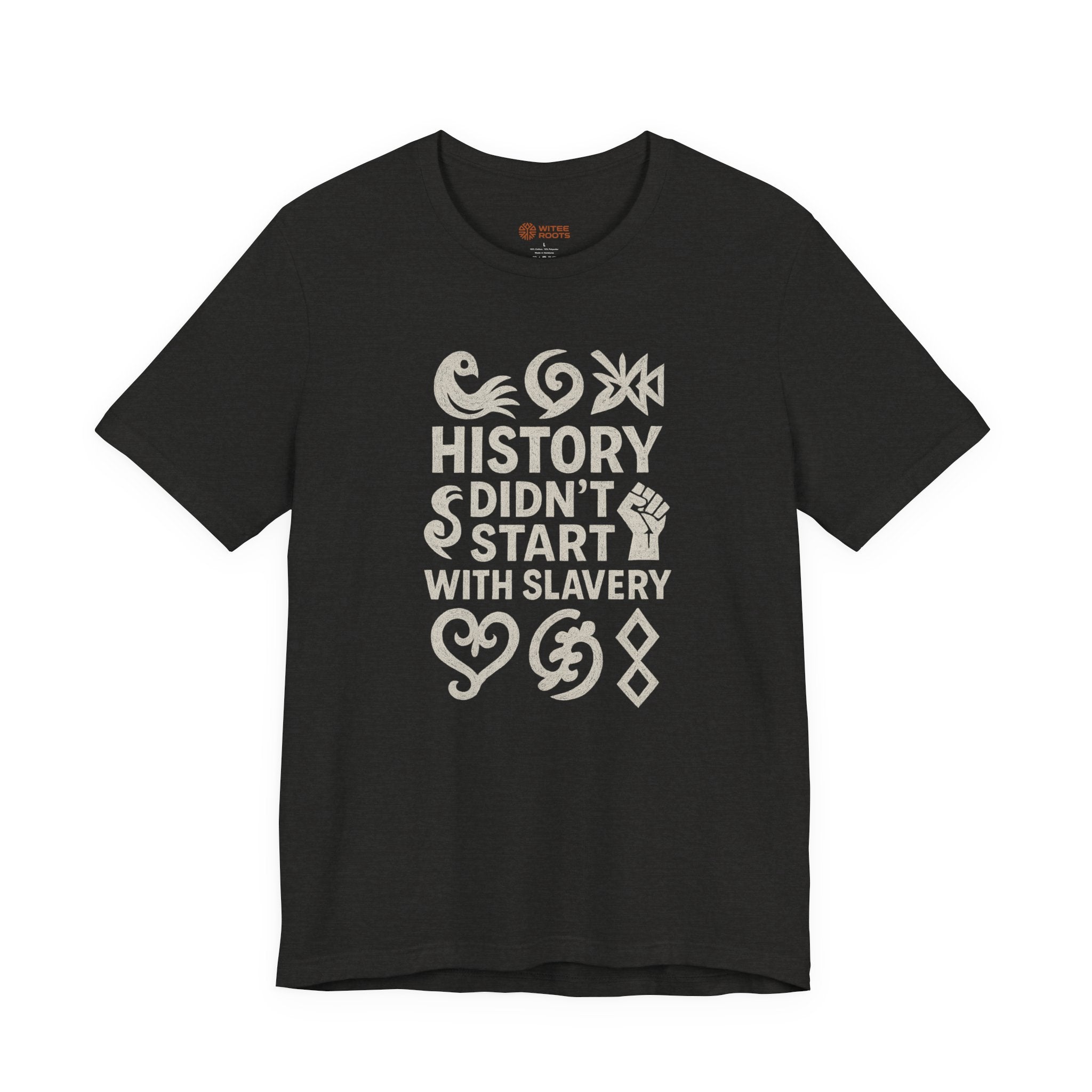 Black t-shirt with 'Built in the Hills' graphic design on a white background