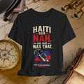 Black t-shirt with 'Haiti Said Nah' graphic design on a vintage map background