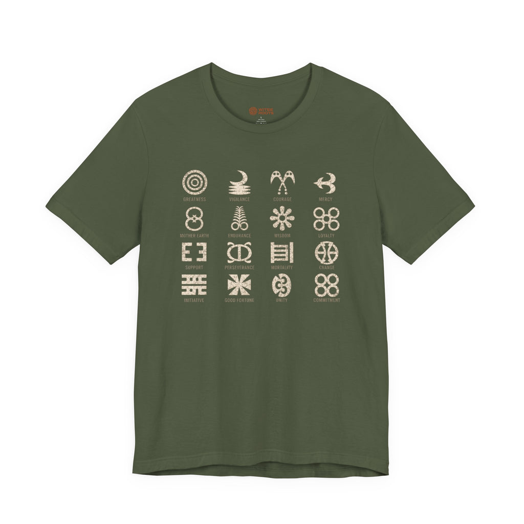Green t-shirt with a dog graphic and text on a white background