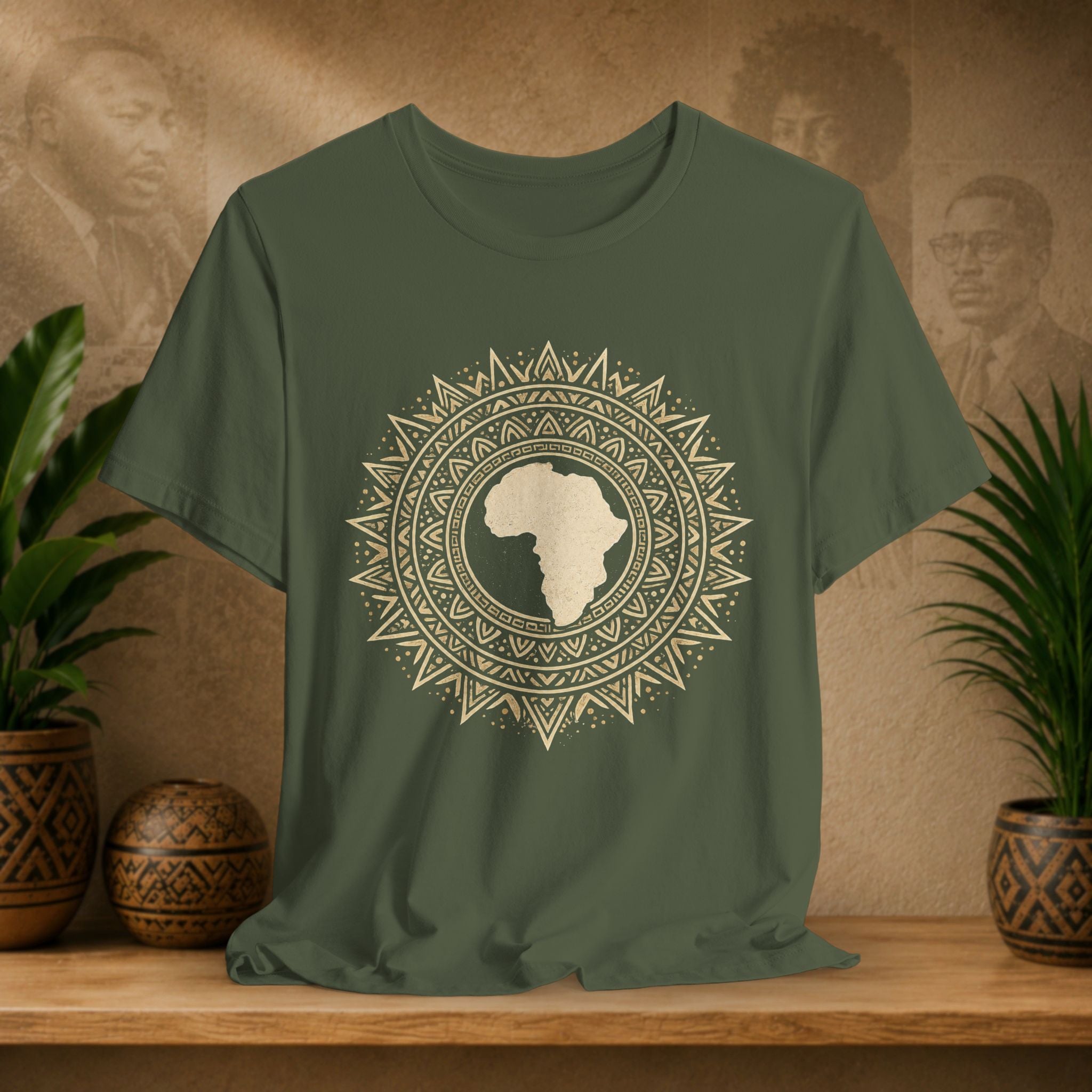 Green tshirt with African mandala design