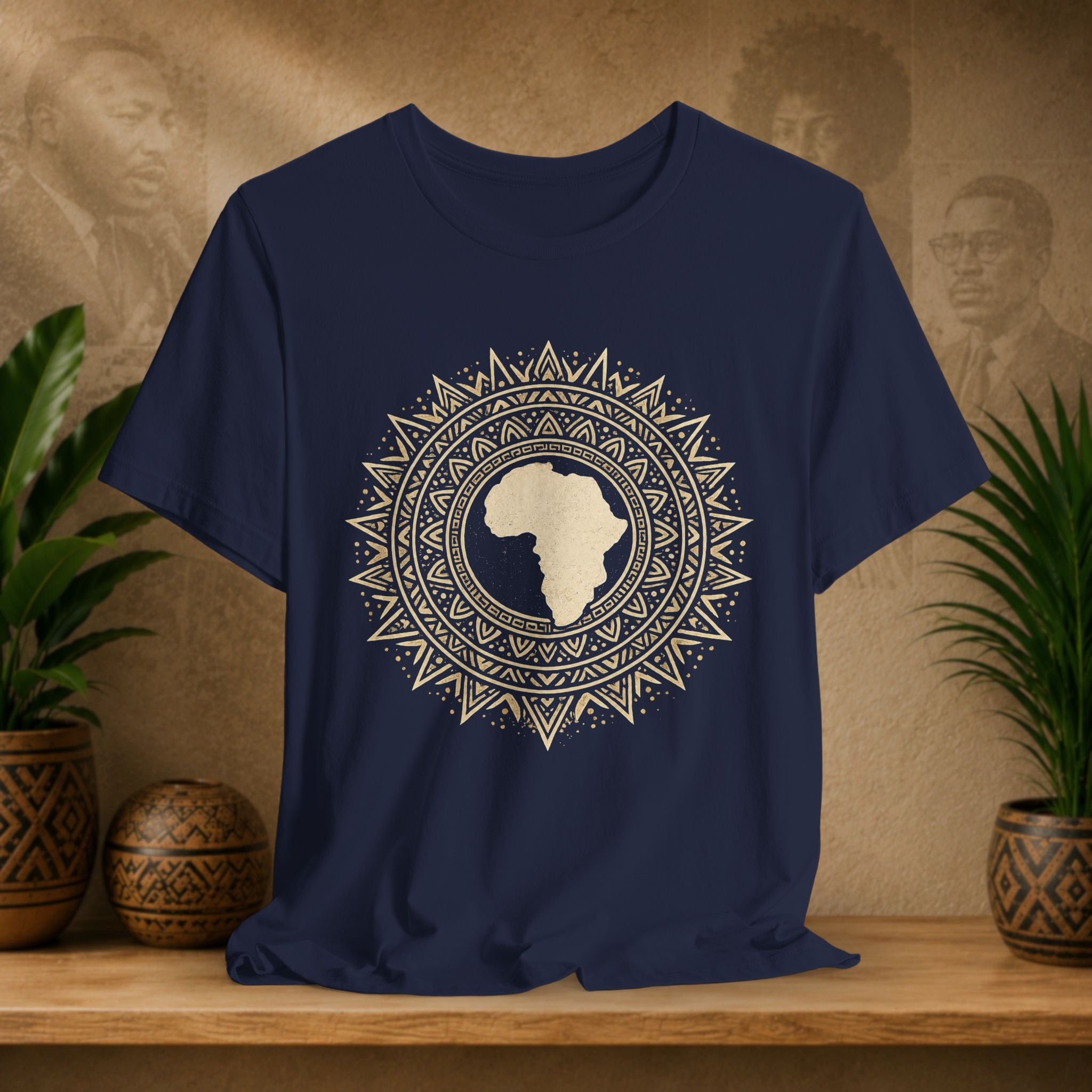 Navy tshirt with African mandala design