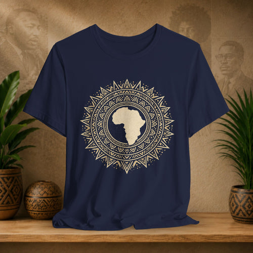 Navy tshirt with African mandala design