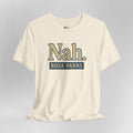 Beige t-shirt with 'Nah. Rosa Parks' text on a gray background