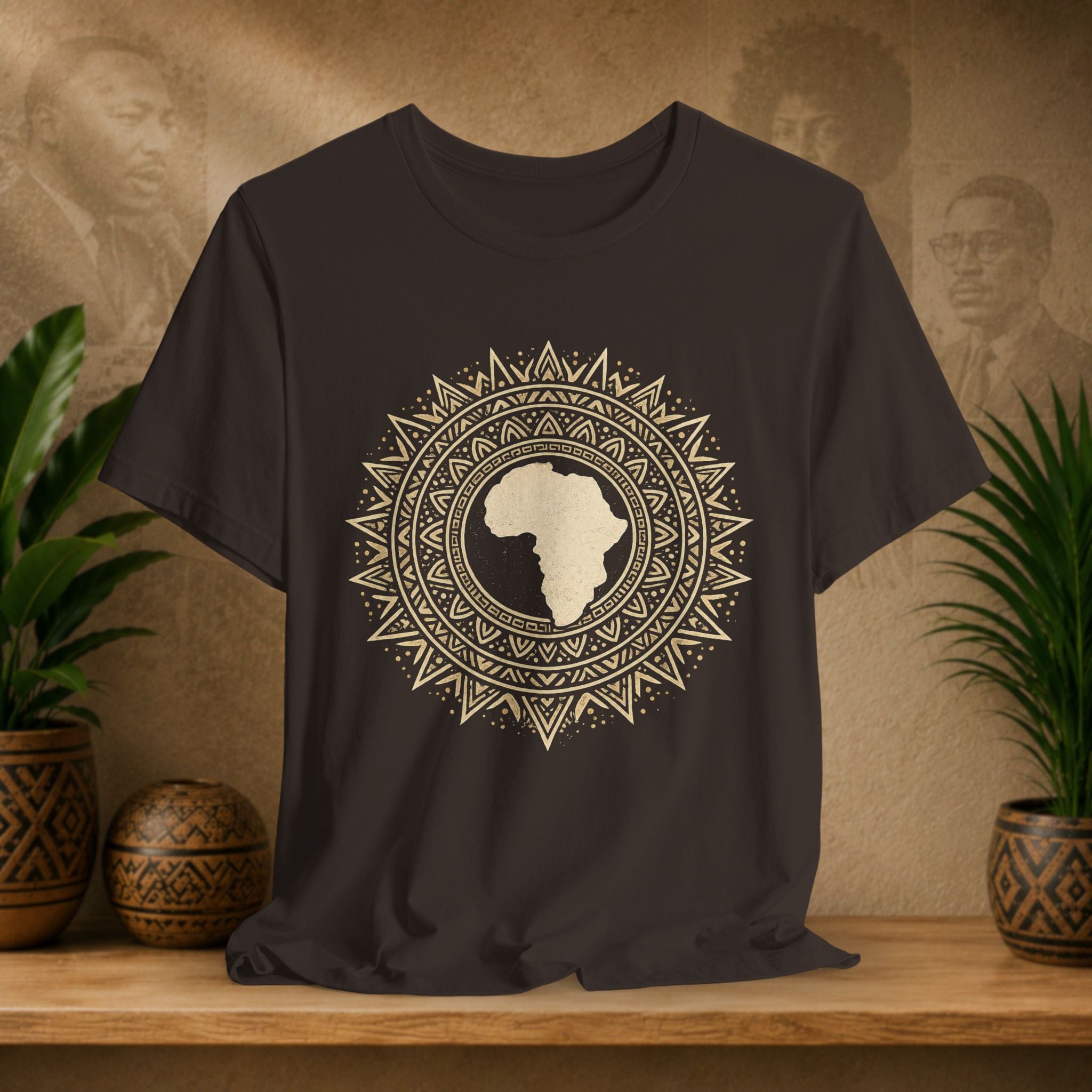 Brown tshirt with African mandala design
