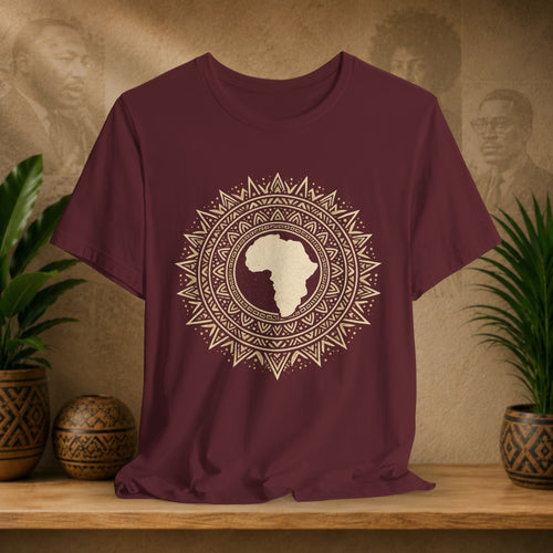 Maroon tshirt with African mandala design