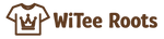 Logo of WiTee Roots with a t-shirt and crown design on a white background